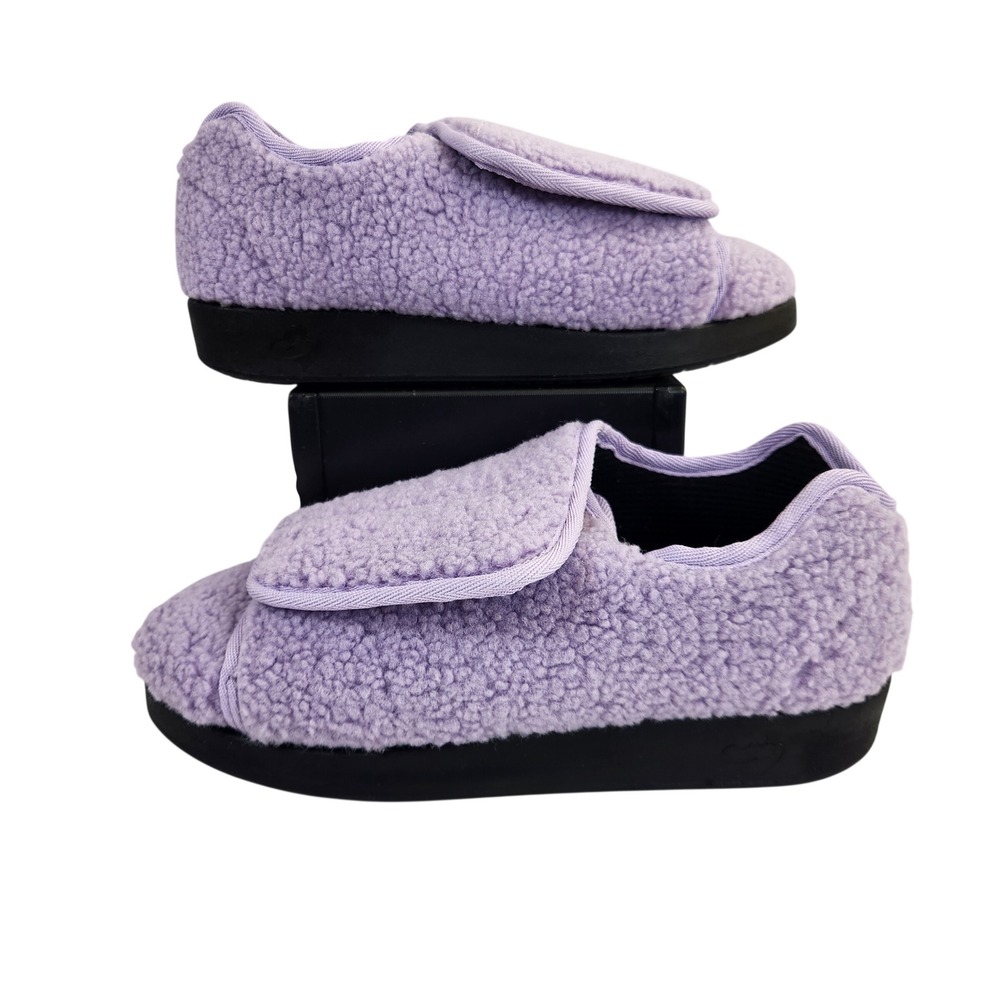 Silverts Women's Size 8 Lavender Fleece Adjustable Strap Comfort Slippers Shoes